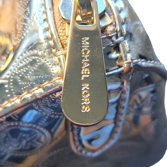 Michael Kors Grayson Sm Satchel Pale Gold Coated Monogram 30S11GYS1Z - Picture 3 of 11